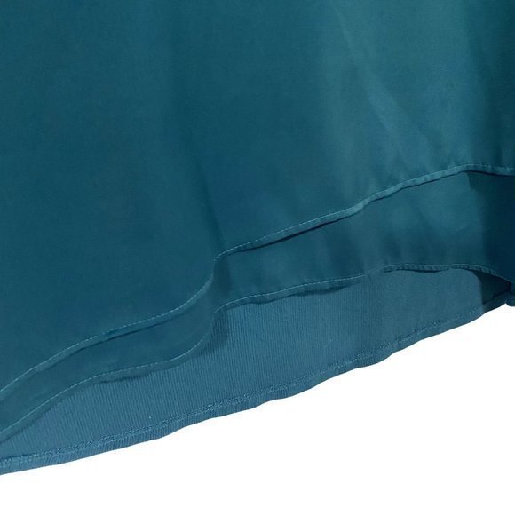 Soft Surroundings Alix Long Sleeve Mixed‎ Media Asymmetrical Hem Teal Blouse Lg - Picture 2 of 6